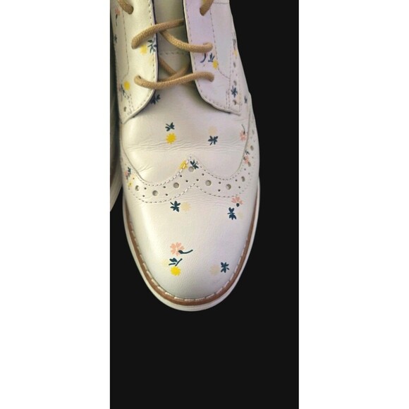 Cole Haan Leather Oxfords  Grand White Wingtip  Floral Print Women’s Size 6B - Picture 4 of 11